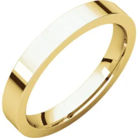 10K Yellow 3mm Flat Comfort Fit Band
