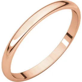 14K Rose 2mm Half Round Light Band