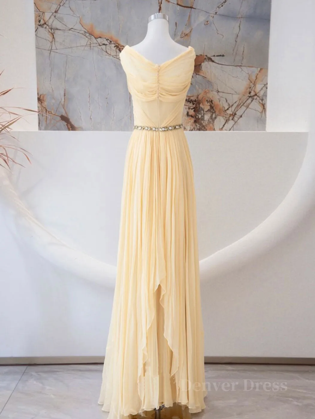 A-Line Chiffon Long Prom Dresses Sweetheart Neck Chiffon Formal Dress