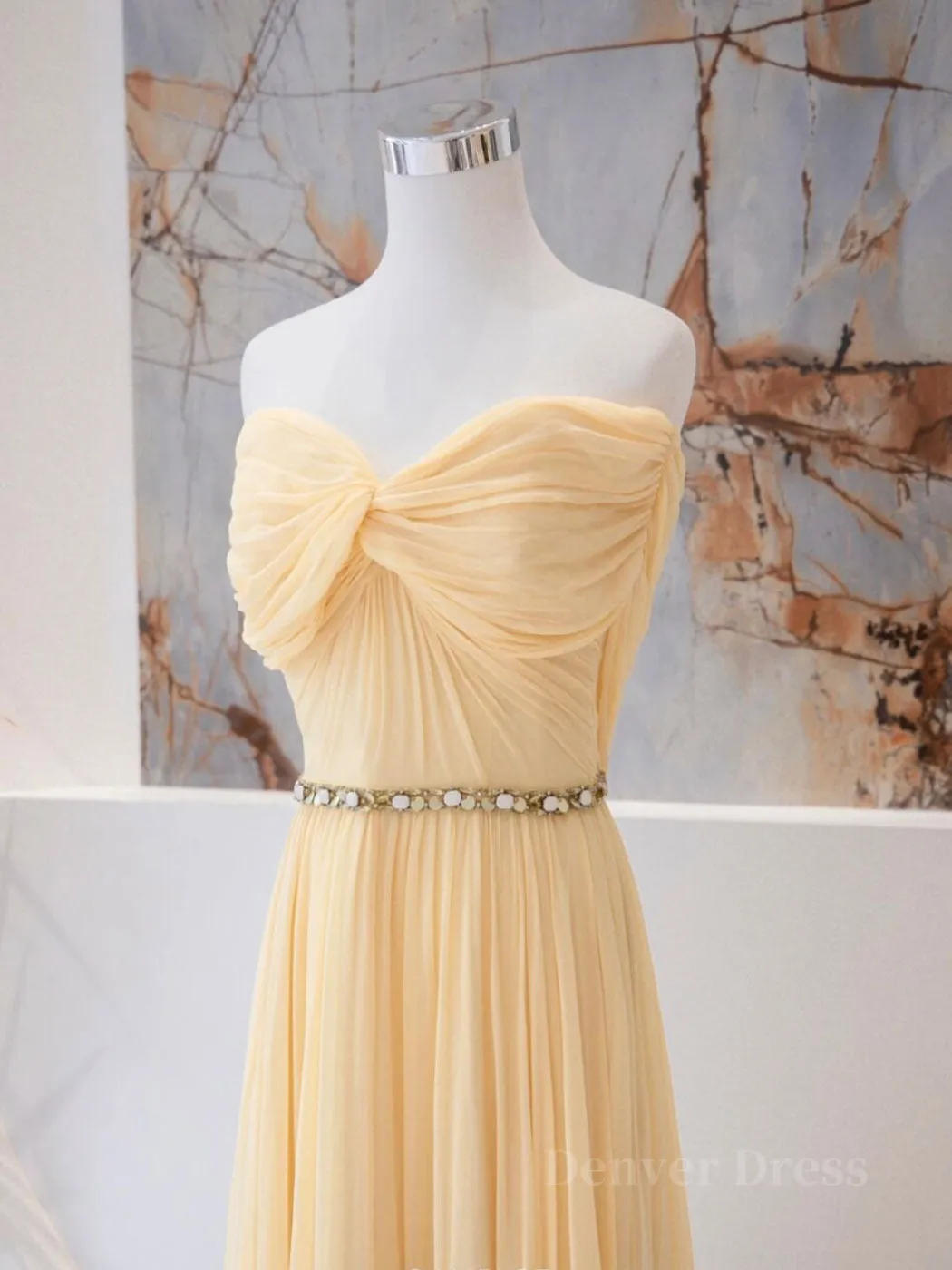 A-Line Chiffon Long Prom Dresses Sweetheart Neck Chiffon Formal Dress