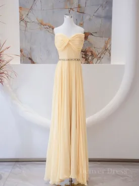 A-Line Chiffon Long Prom Dresses Sweetheart Neck Chiffon Formal Dress