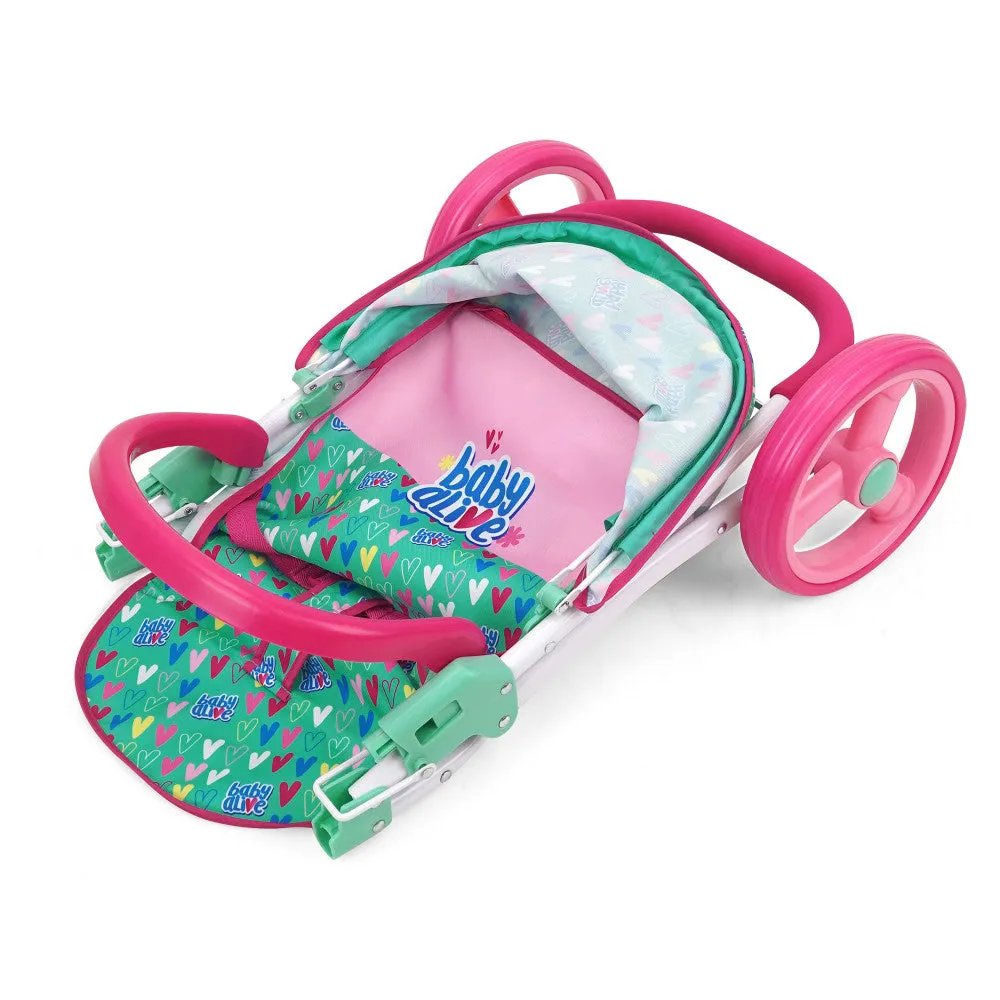Baby Alive Heart-Themed Doll Jogging Stroller - Pink and Green Playset