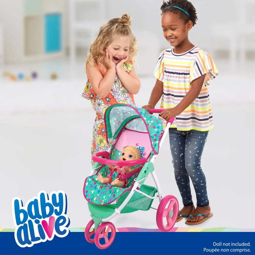 Baby Alive Heart-Themed Doll Jogging Stroller - Pink and Green Playset