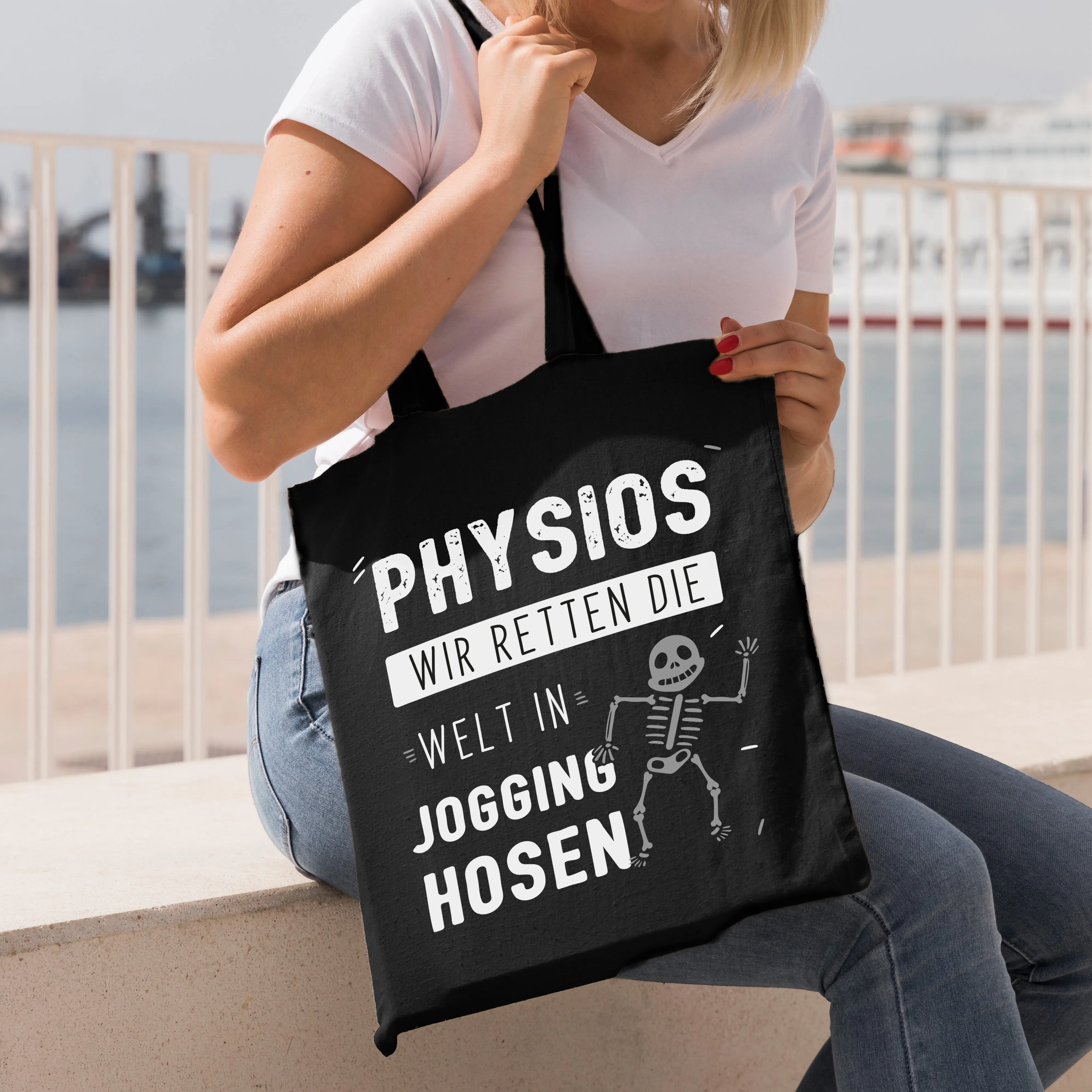 Baumwolltasche - Physios Wir retten die Welt in Jogging-Hosen