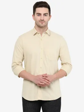 Beige Solid Smart Fit Casual Shirt | Greenfibre