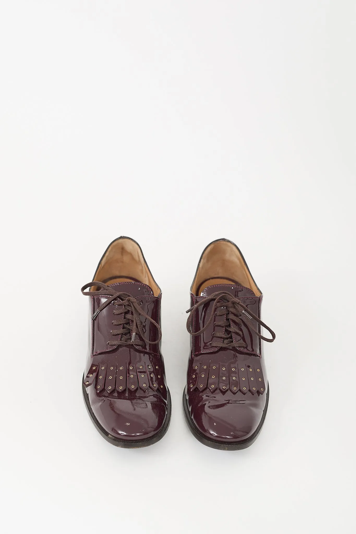 Burgundy Patent Leather Fringe Derby