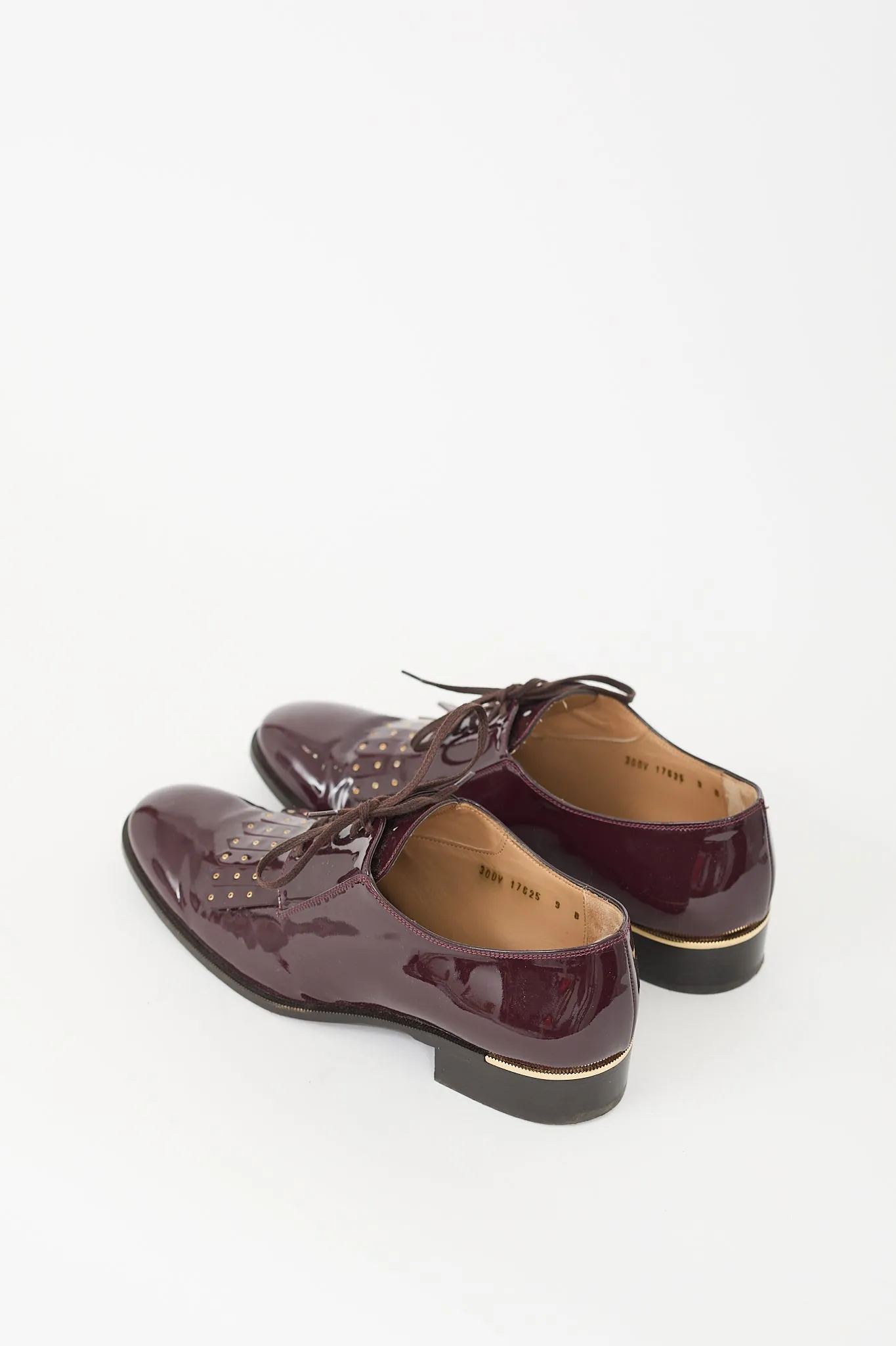 Burgundy Patent Leather Fringe Derby