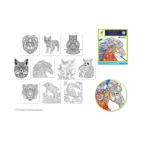 Color Factory:  Canvas Pad w/Design Outlines 10Sheet Asst-Animal Kingdom, 9.8INx11.8IN