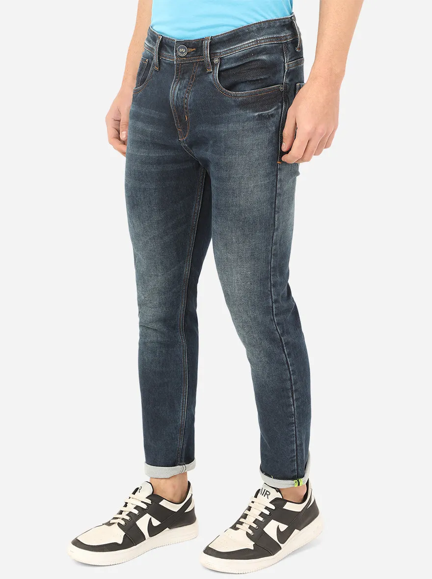 Dark Indigo Blue Washed Rider Fit Jeans | JadeBlue