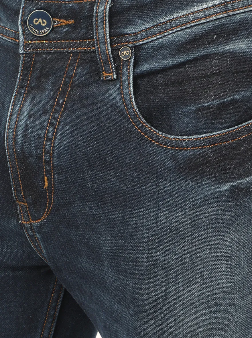 Dark Indigo Blue Washed Rider Fit Jeans | JadeBlue