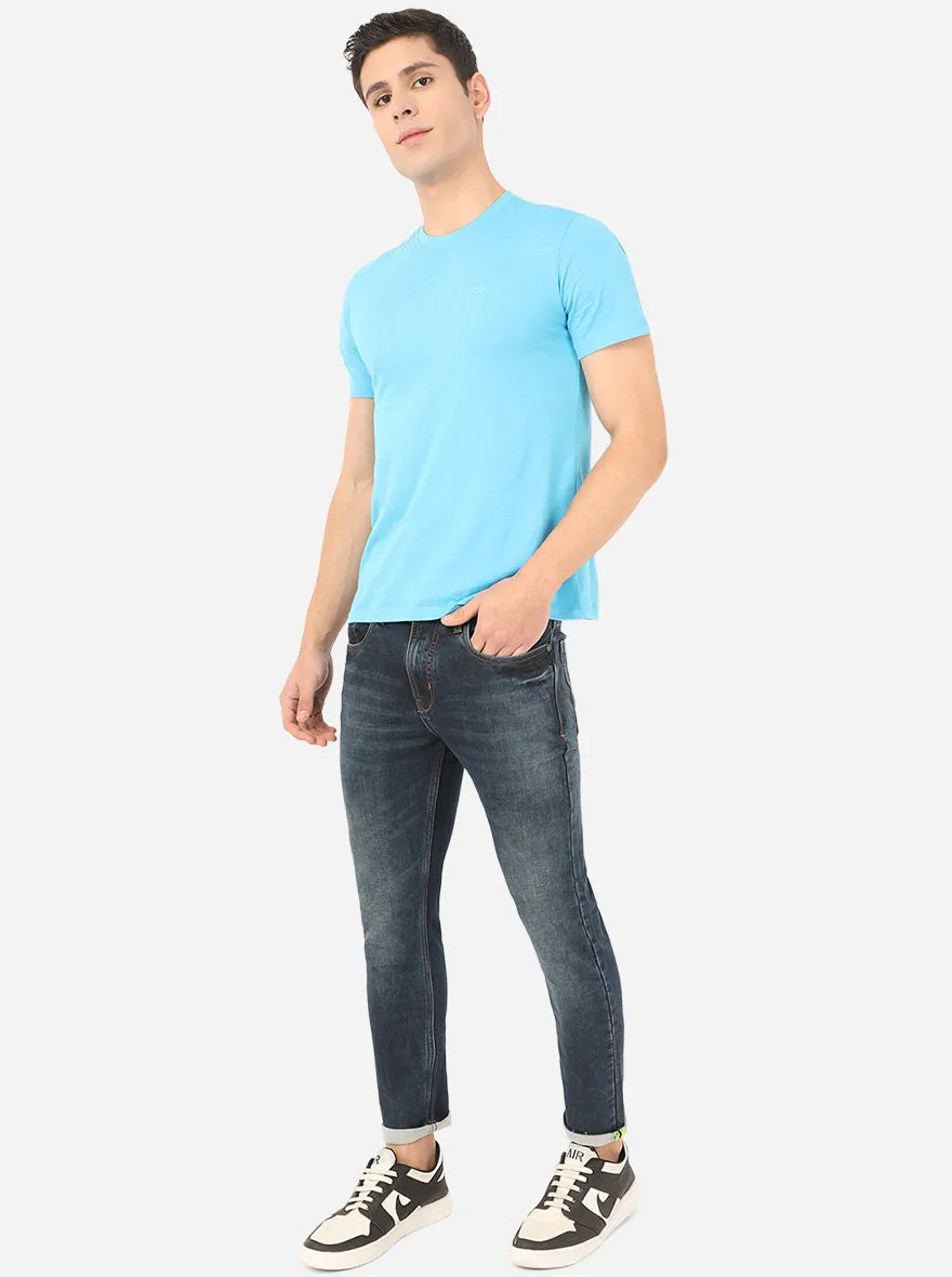 Dark Indigo Blue Washed Rider Fit Jeans | JadeBlue