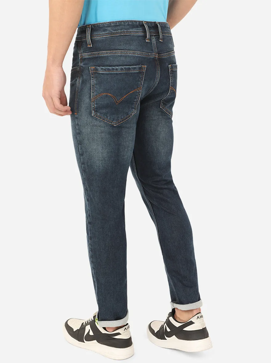 Dark Indigo Blue Washed Rider Fit Jeans | JadeBlue
