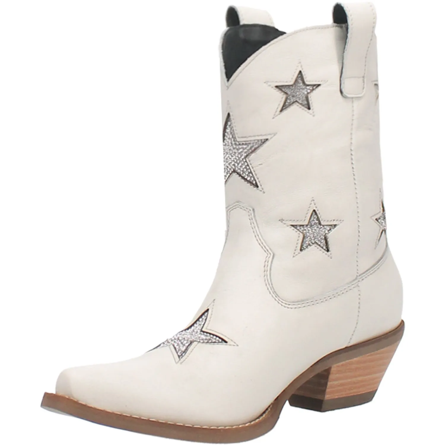 Dingo Womens Star Struck Bootie White Leather Fashion Boots