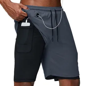 Gym Training Sports Men Shorts Quick Dry Double Deck