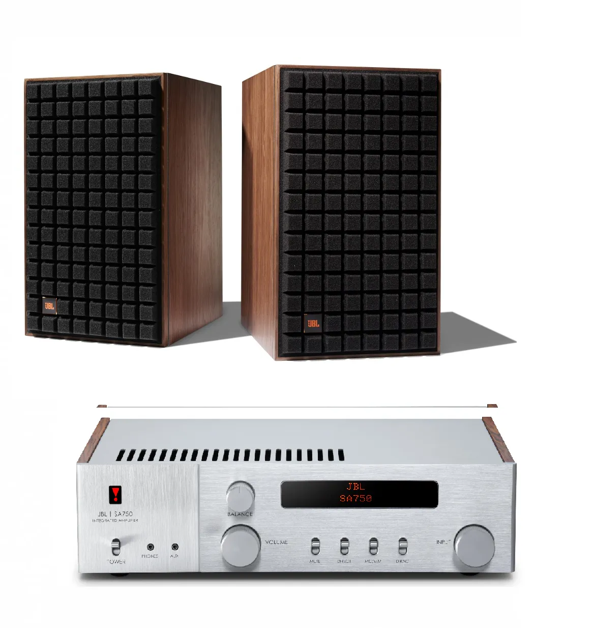 JBL L82 Classic 8" 2-Way Bookshelf Speaker Pair with JBL SA750 Integrated Amplifier Bundle
