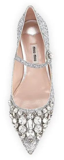 Jeweled Glitter Mary Jane Flat