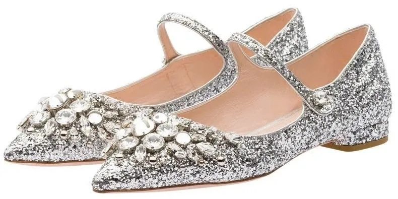 Jeweled Glitter Mary Jane Flat