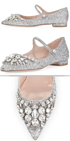 Jeweled Glitter Mary Jane Flat