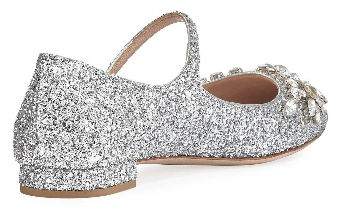 Jeweled Glitter Mary Jane Flat