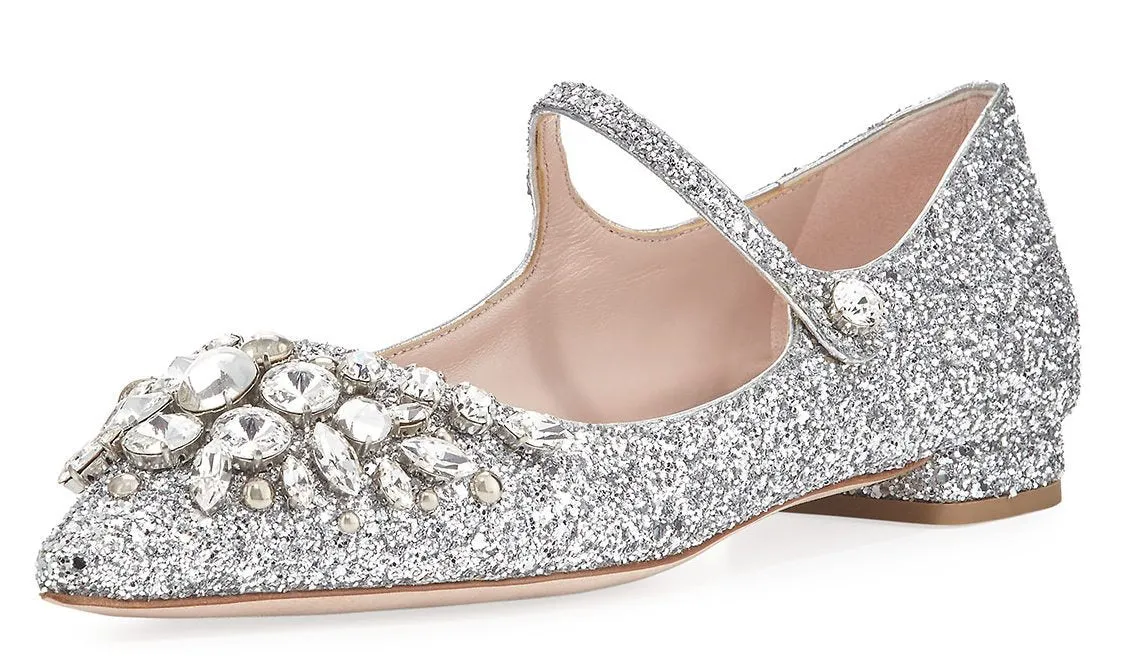 Jeweled Glitter Mary Jane Flat