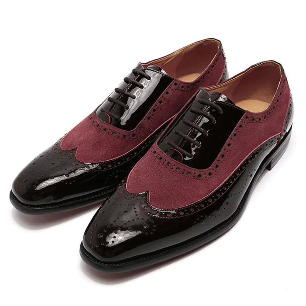Jon Black Patent & Burgundy Suede Oxford