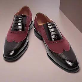 Jon Black Patent & Burgundy Suede Oxford