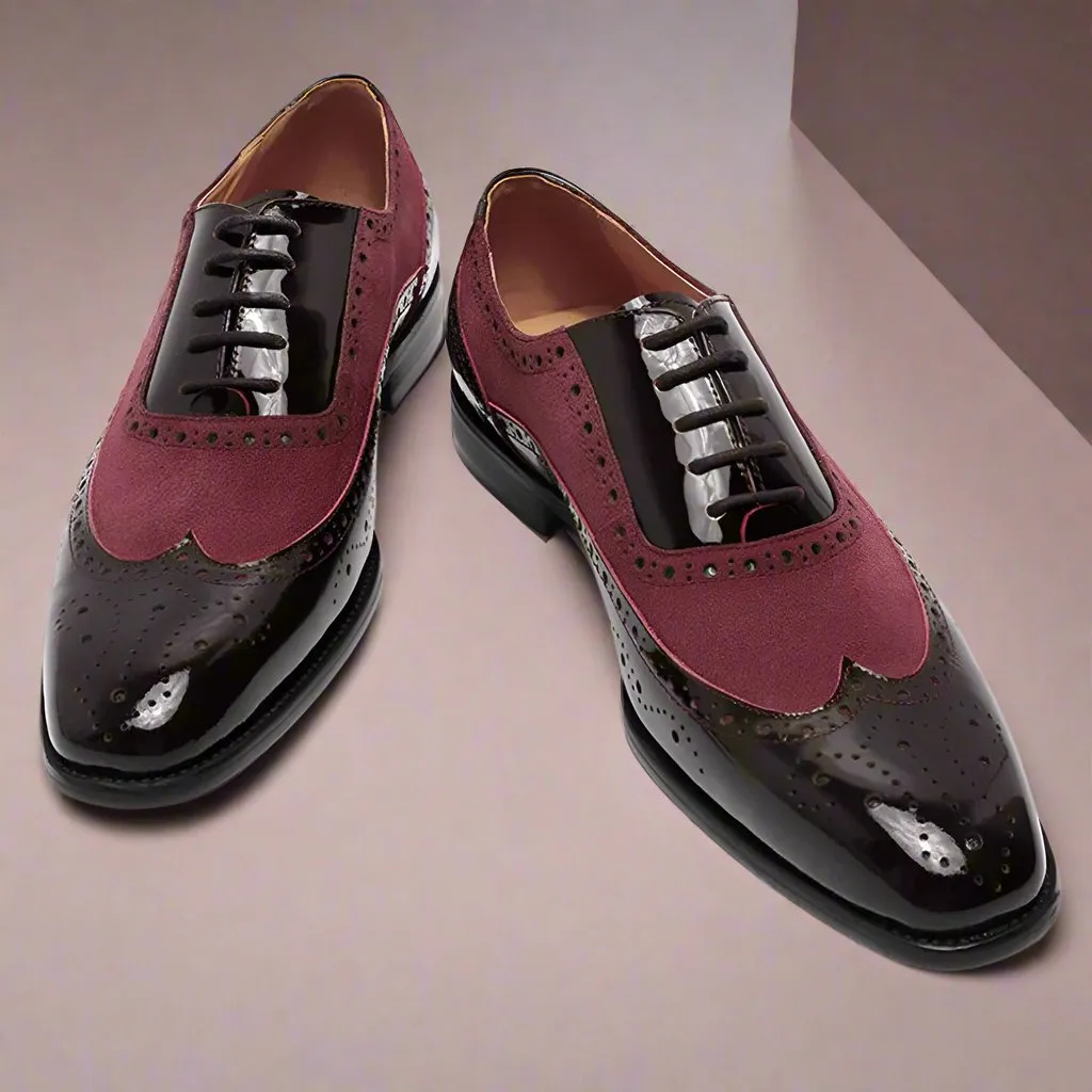 Jon Black Patent & Burgundy Suede Oxford