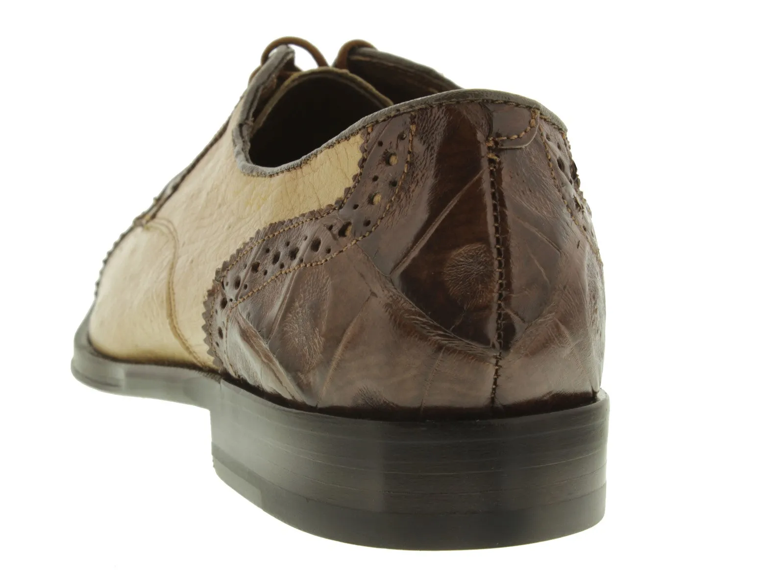 Mens Sand Brown Crocodile Ostrich Skin Exotic Derby Dress Shoes - Dolce Pelle