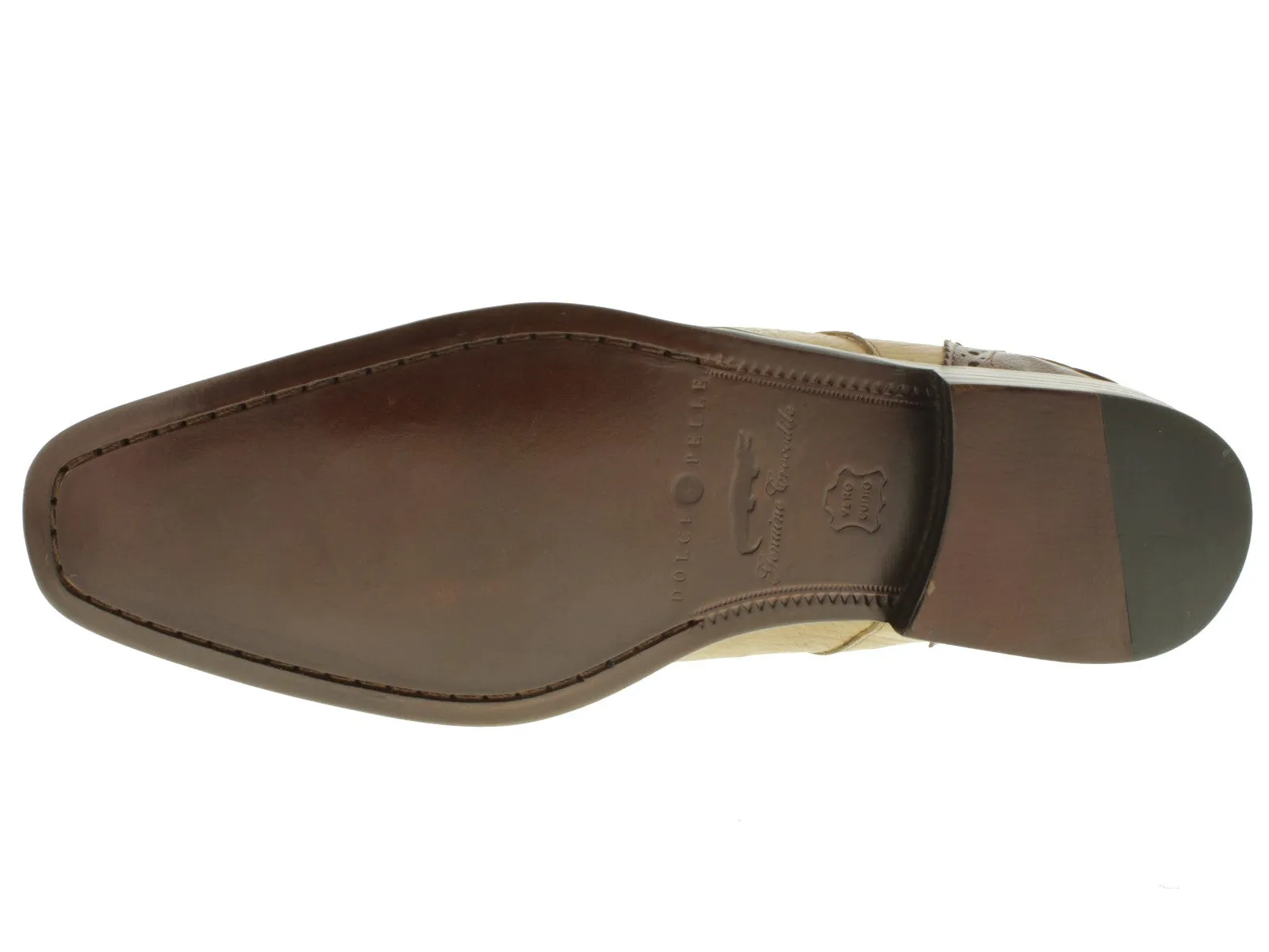 Mens Sand Brown Crocodile Ostrich Skin Exotic Derby Dress Shoes - Dolce Pelle