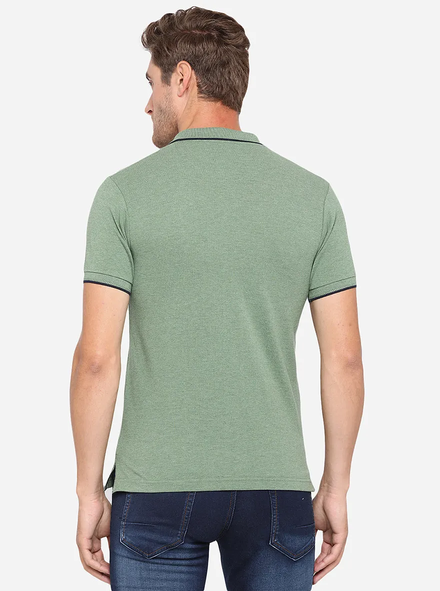Mint Green Solid Slim Fit Polo T-Shirt | Greenfibre
