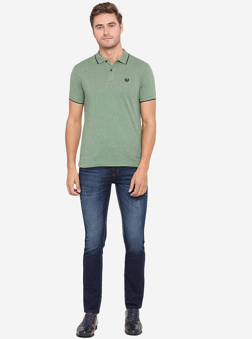 Mint Green Solid Slim Fit Polo T-Shirt | Greenfibre