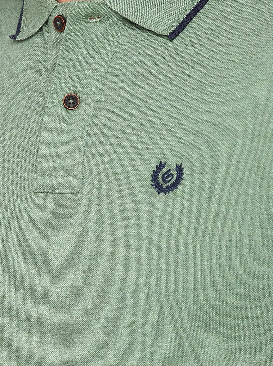 Mint Green Solid Slim Fit Polo T-Shirt | Greenfibre