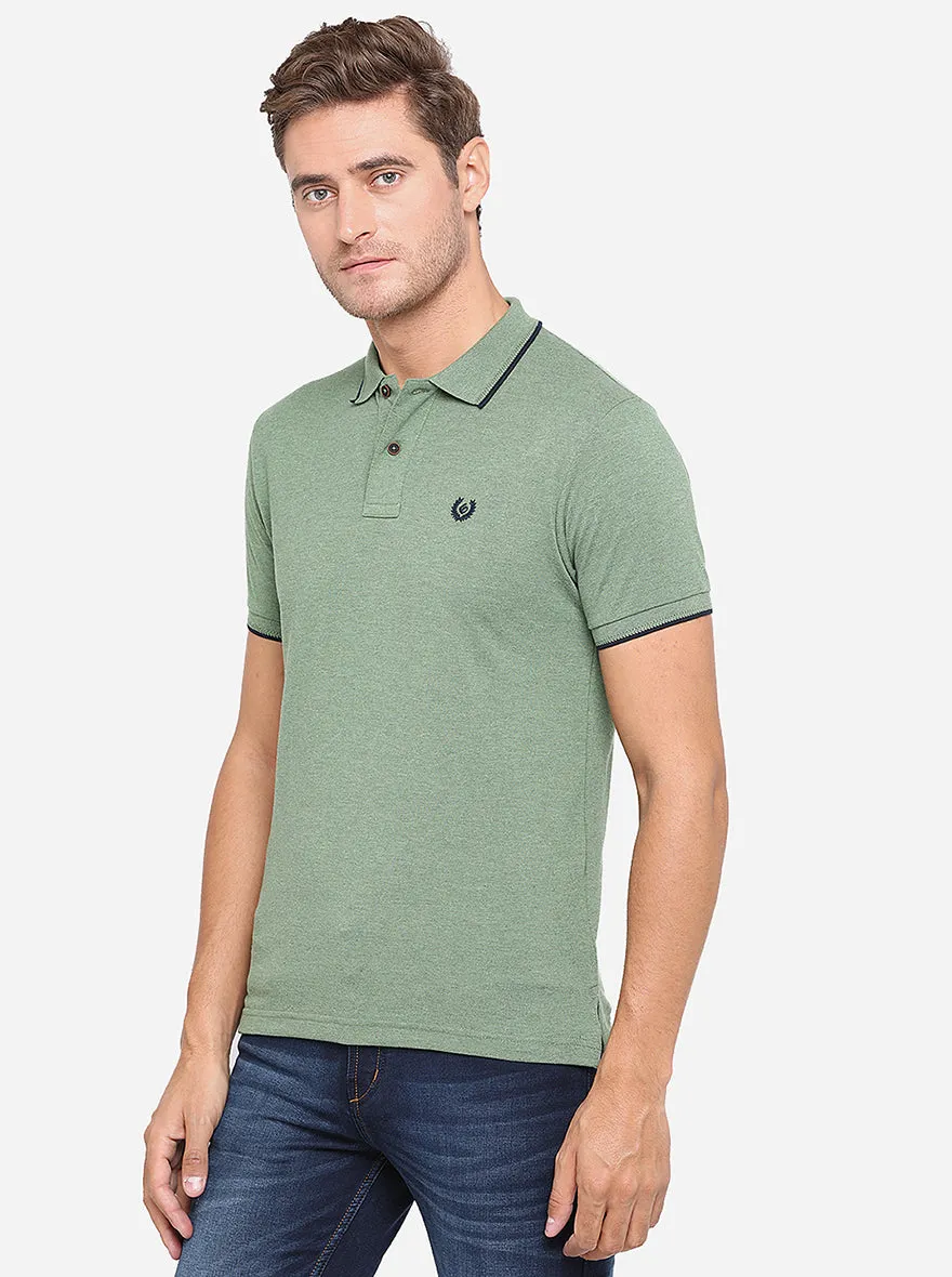 Mint Green Solid Slim Fit Polo T-Shirt | Greenfibre