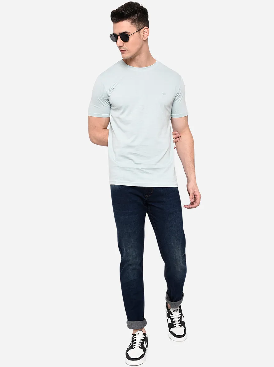Mint Green Solid Slim Fit T-Shirt | JadeBlue