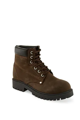 Old West Brown Children Boys Leather Work Boots 4D