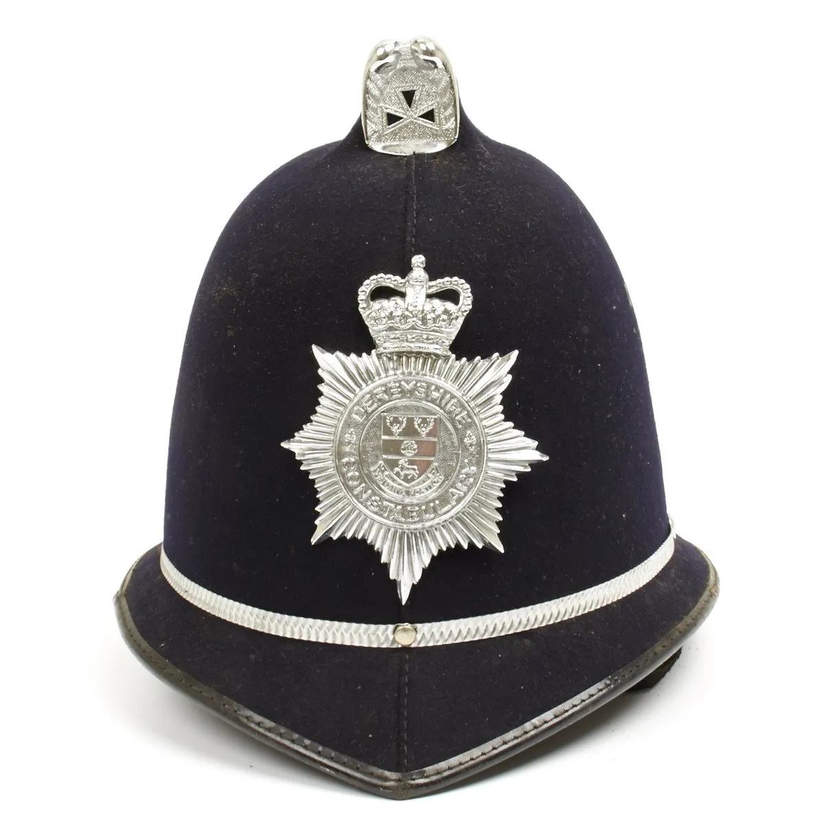 Original British Police Bobby Comb Top Pattern Helmet of Derbyshire County