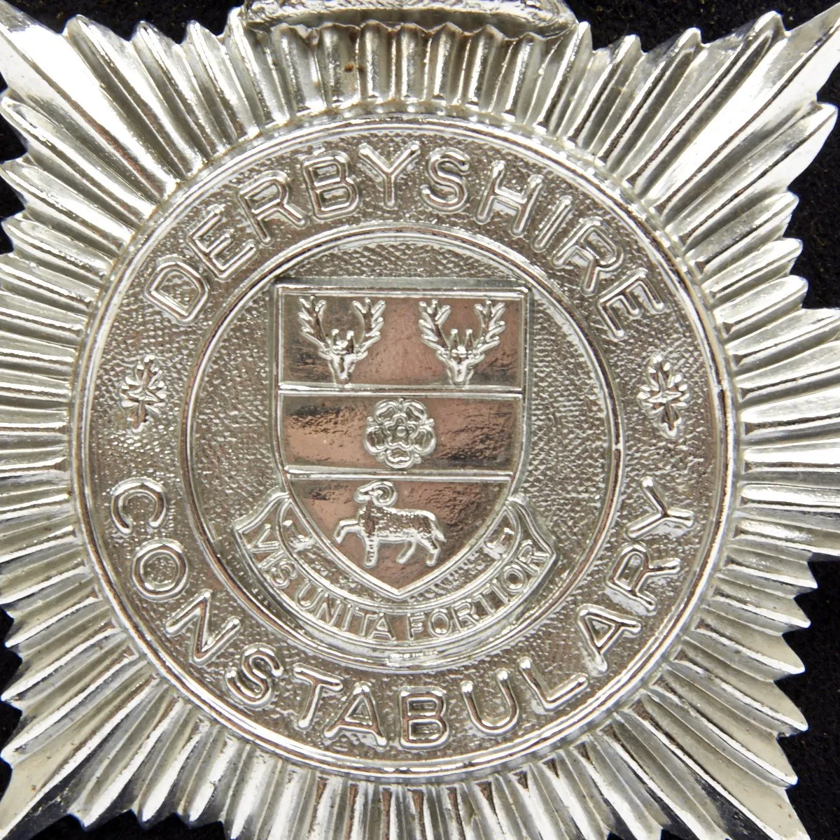 Original British Police Bobby Comb Top Pattern Helmet of Derbyshire County