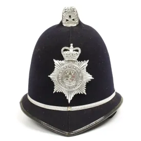 Original British Police Bobby Comb Top Pattern Helmet of Derbyshire County