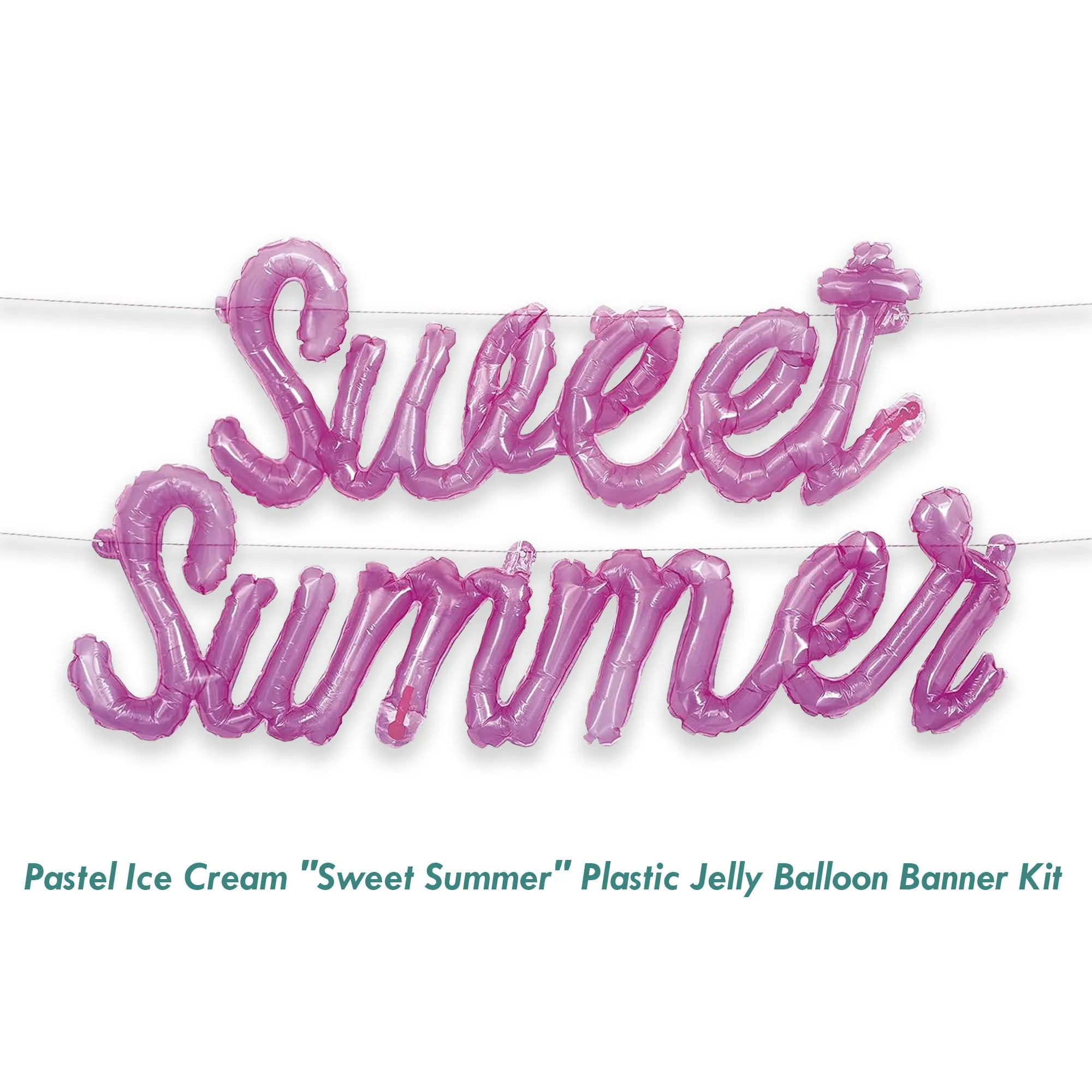 Pink Candy & Ice Cream "Sweet Summer" Plastic Jelly Balloon Banner Kit Decoration