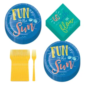 Summer Party Fun Sayings Paper Dessert Plates, Napkins, and Forks (Serves 16)