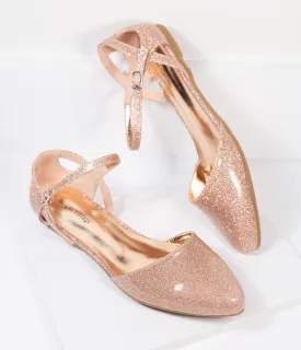 Unique Vintage Champagne Glitter Libby Flats