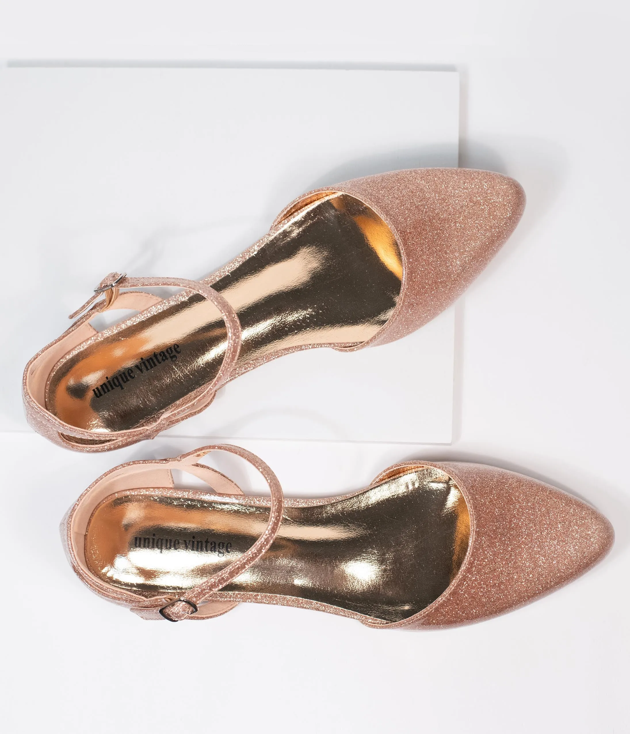 Unique Vintage Champagne Glitter Libby Flats