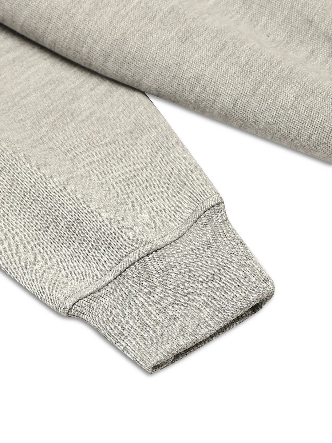 Vimal Jonney Grey Melange Printed Hooded Cotton Fleece Tracksuit Co-ord Set for Kids