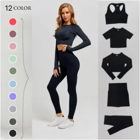 Women Workout Clothes Long Sleeve Crop Top High Waist Energy Seamless Leggings