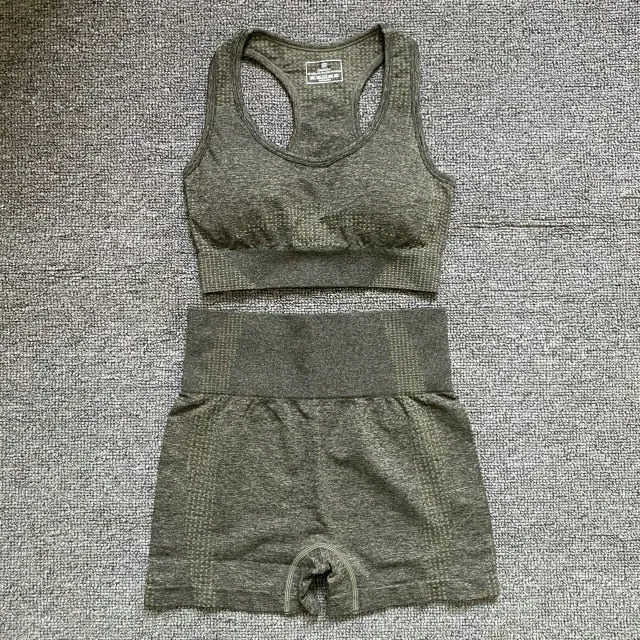 Women Workout Clothes Long Sleeve Crop Top High Waist Energy Seamless Leggings