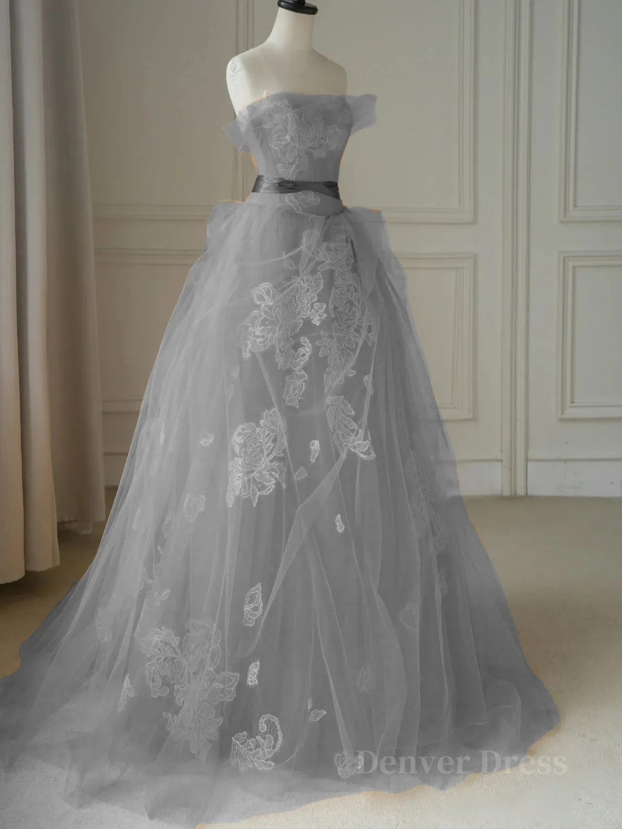 Yellow tulle lace long prom dress yellow tulle formal dress