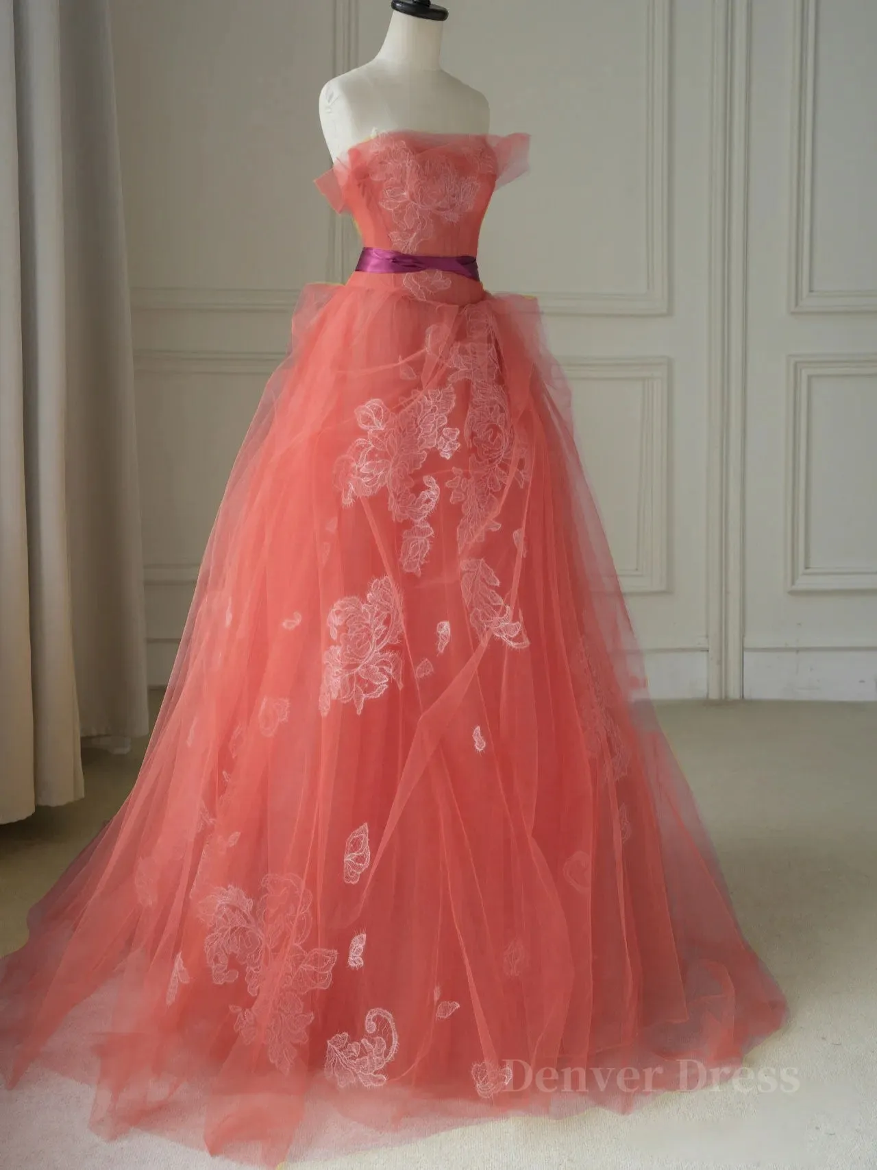 Yellow tulle lace long prom dress yellow tulle formal dress